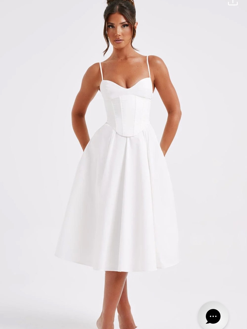 Baby Boo White Corset-Style Midi Dress (New with Tags)